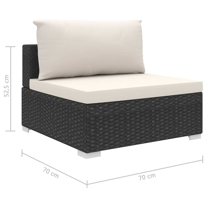 loungesæt til haven 8 dele med hynder polyrattan sort