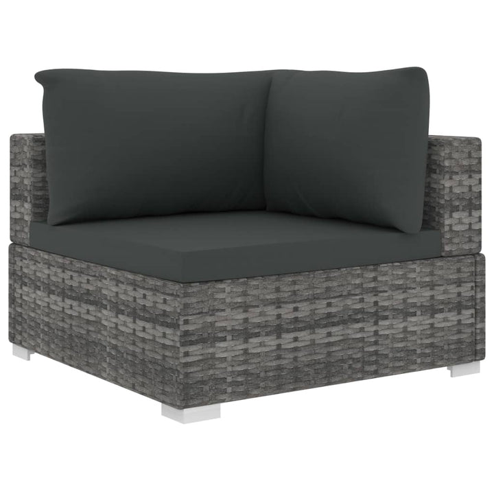 haveloungesæt i 4 dele med hynder polyrattan grå