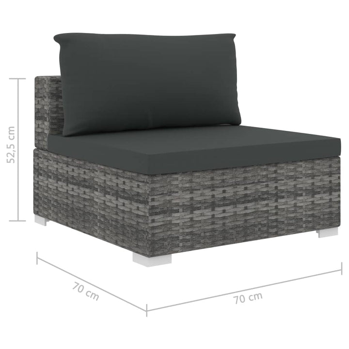 haveloungesæt i 4 dele med hynder polyrattan grå