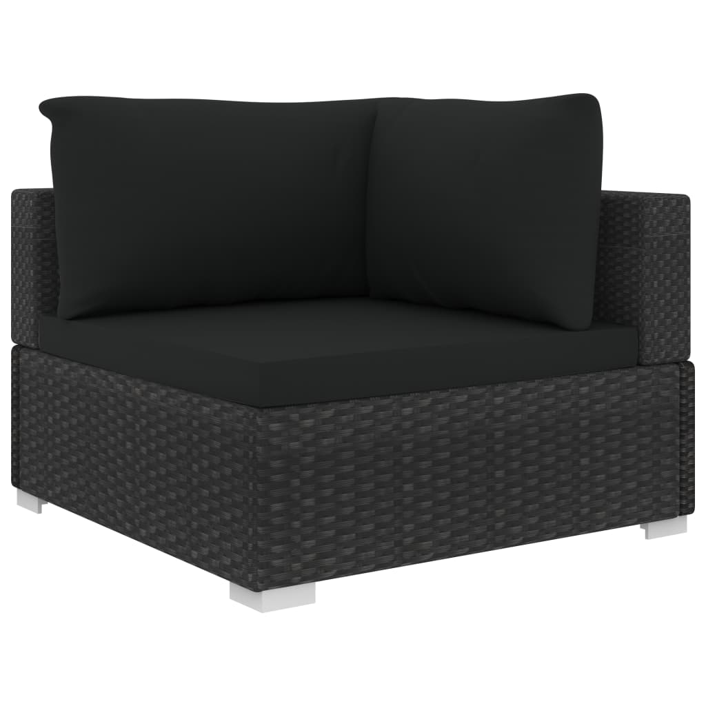 haveloungesæt 4 dele med hynder polyrattan sort