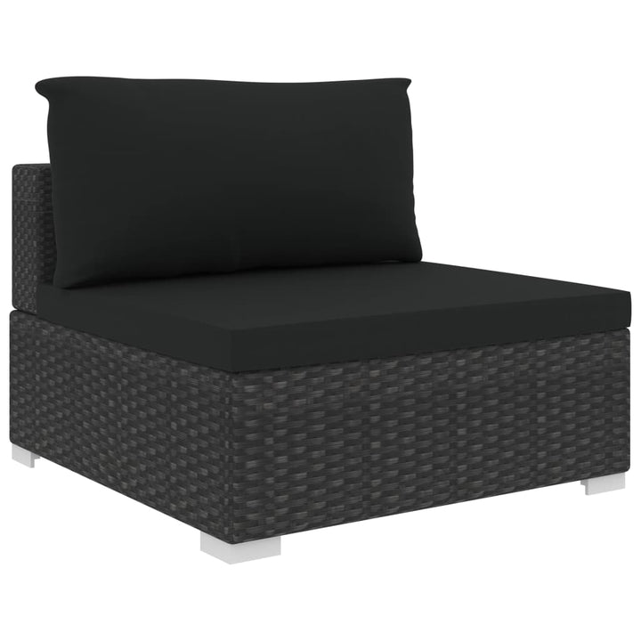 haveloungesæt 4 dele med hynder polyrattan sort