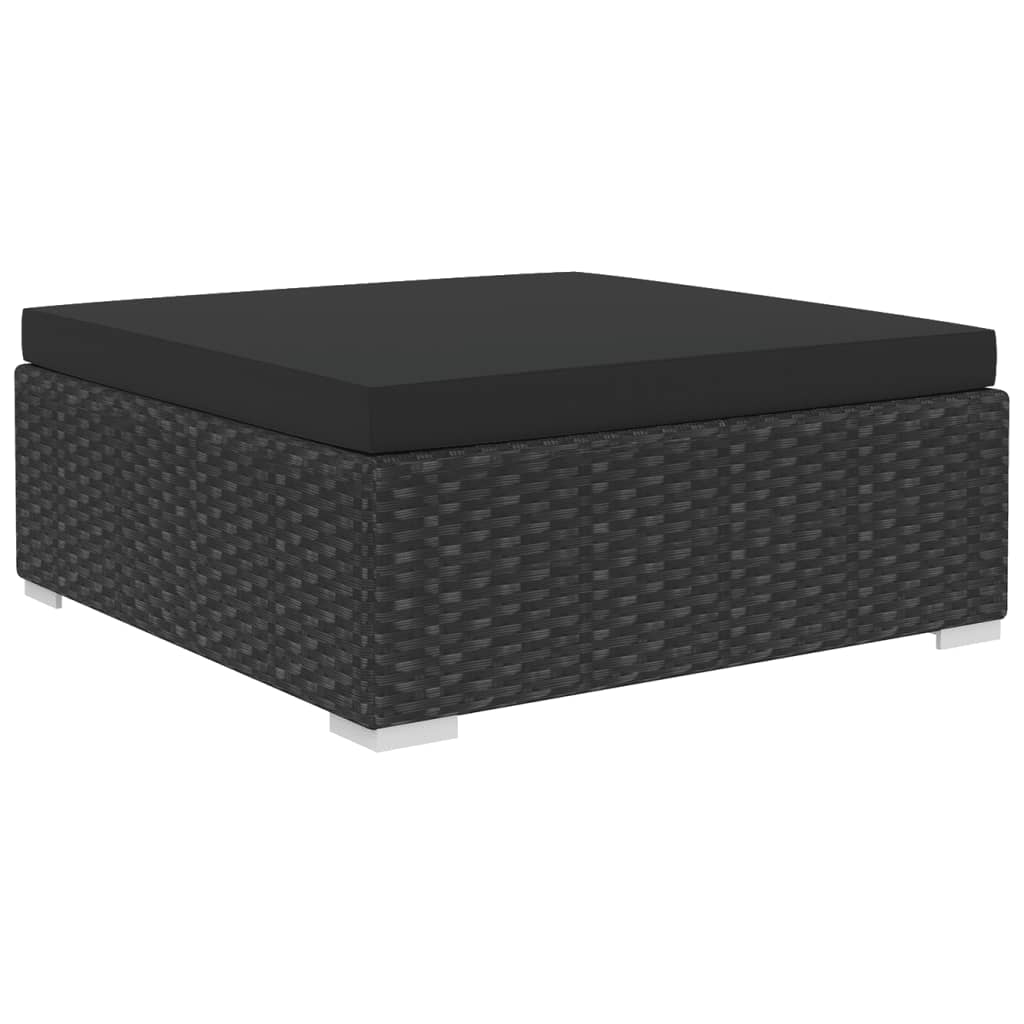haveloungesæt 4 dele med hynder polyrattan sort