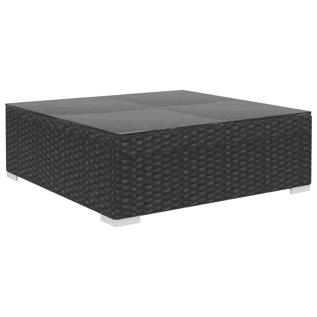 haveloungesæt 4 dele med hynder polyrattan sort