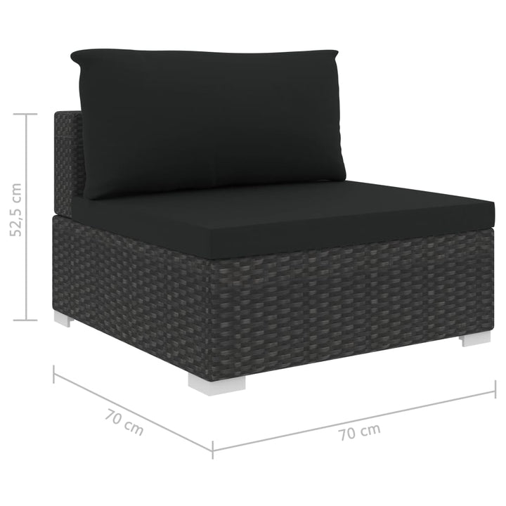 haveloungesæt 4 dele med hynder polyrattan sort