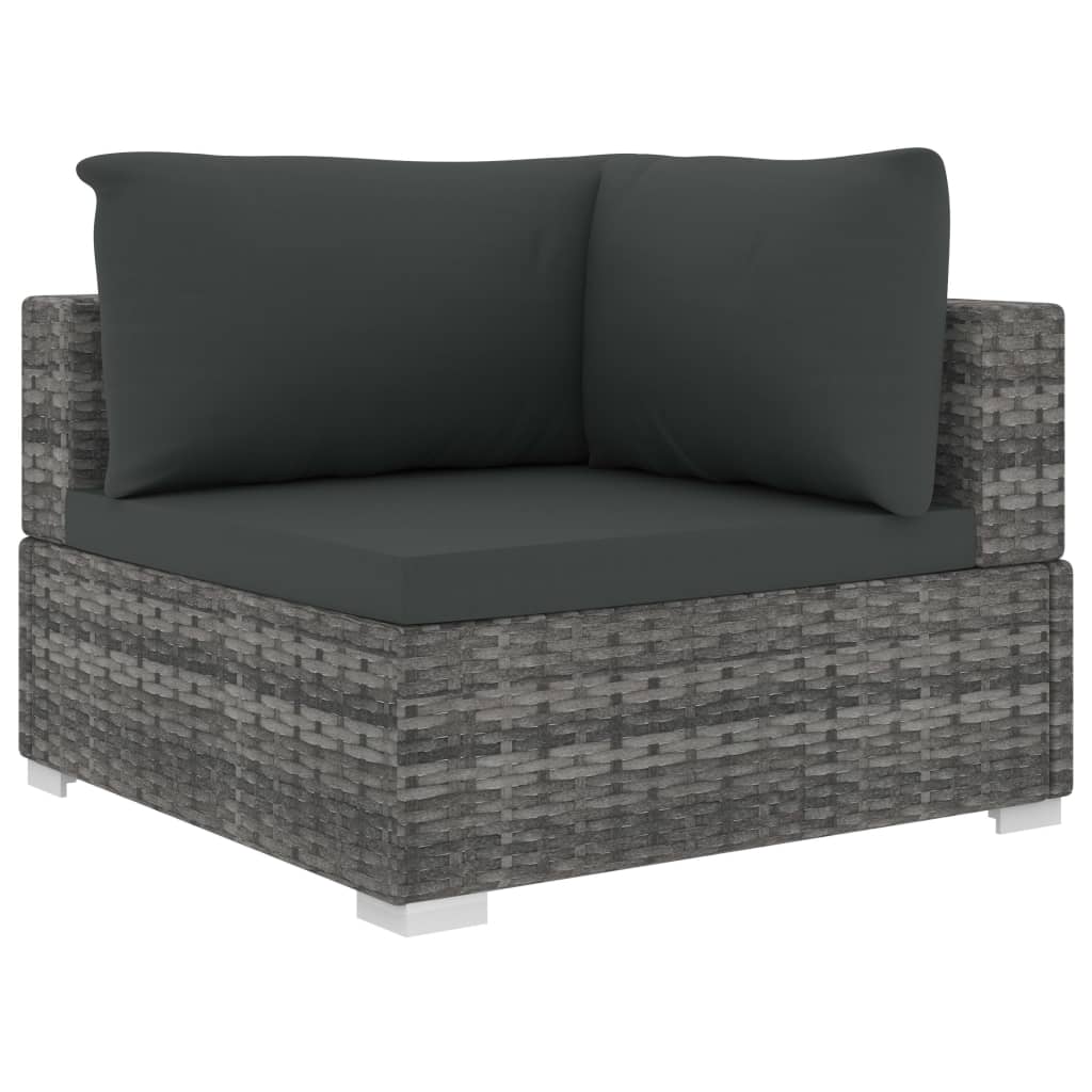 loungesæt til haven 5 dele med hynder polyrattan grå