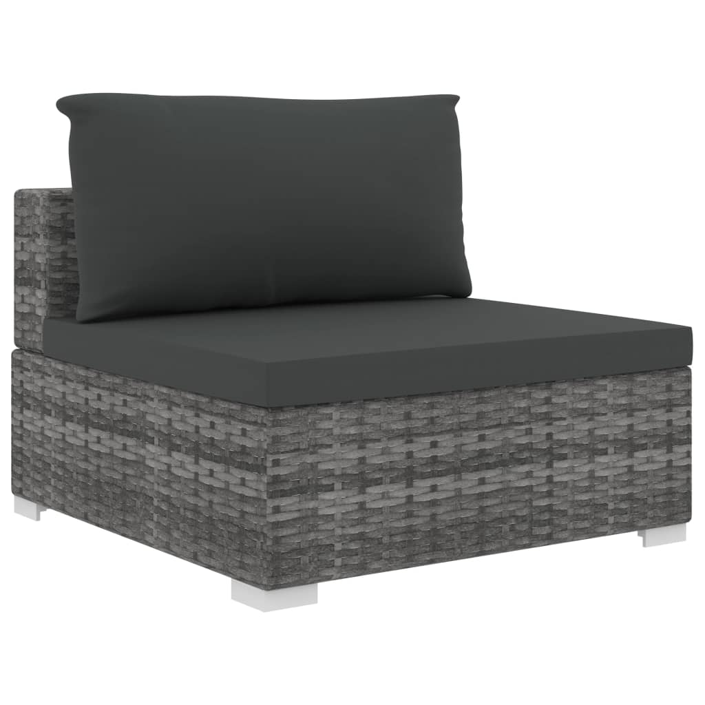 loungesæt til haven 5 dele med hynder polyrattan grå