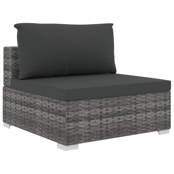 loungesæt til haven 5 dele med hynder polyrattan grå