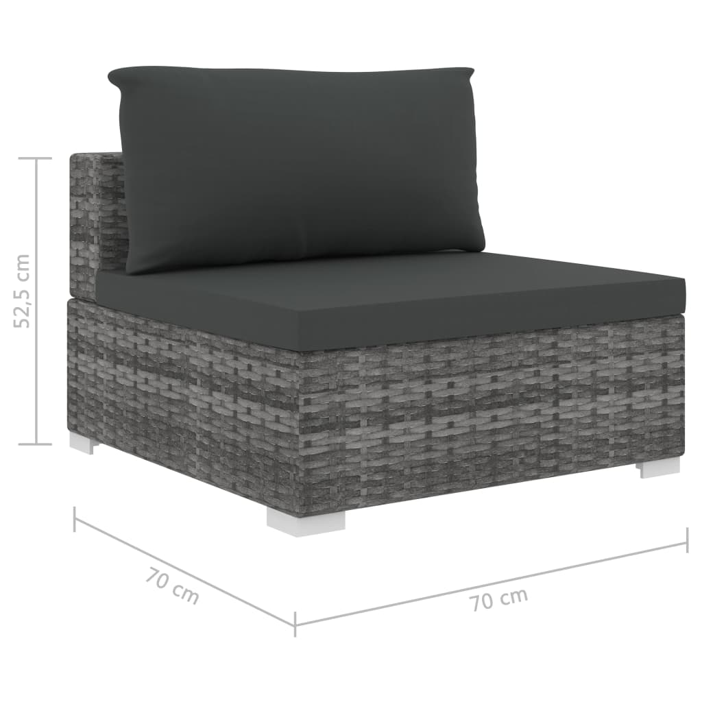 loungesæt til haven 5 dele med hynder polyrattan grå
