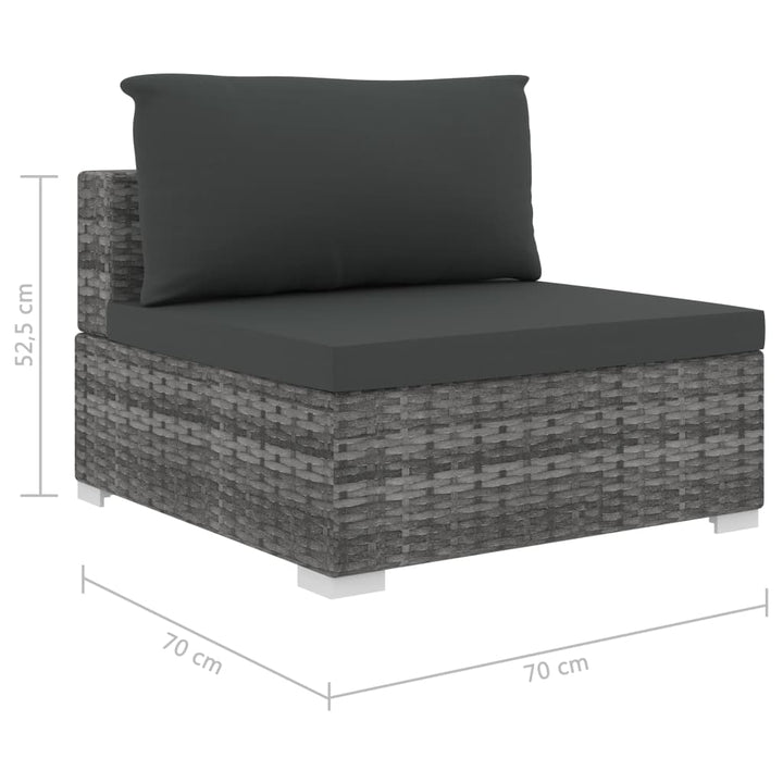 loungesæt til haven 5 dele med hynder polyrattan grå