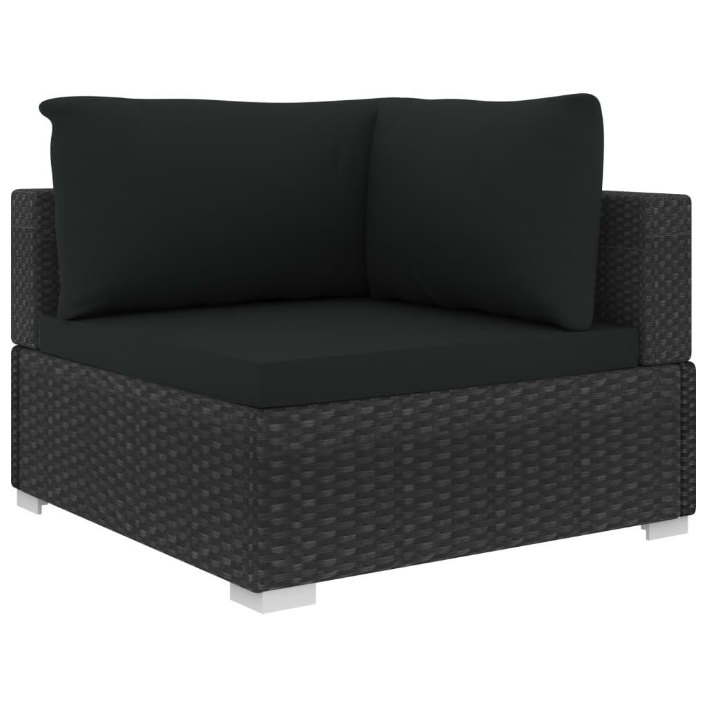 haveloungesæt 5 dele med hynder polyrattan sort