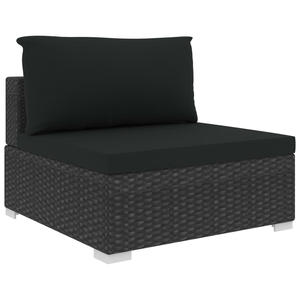 haveloungesæt 5 dele med hynder polyrattan sort