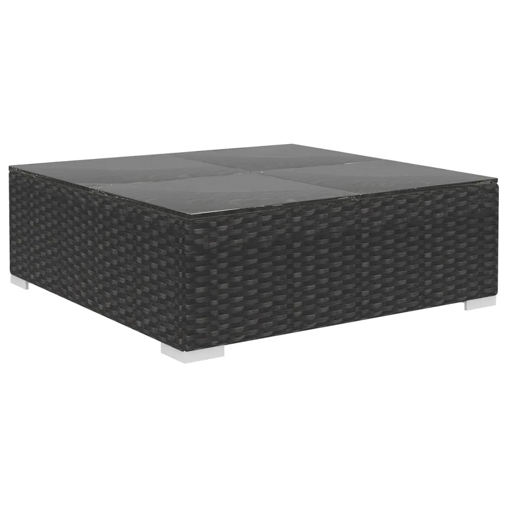 haveloungesæt 5 dele med hynder polyrattan sort