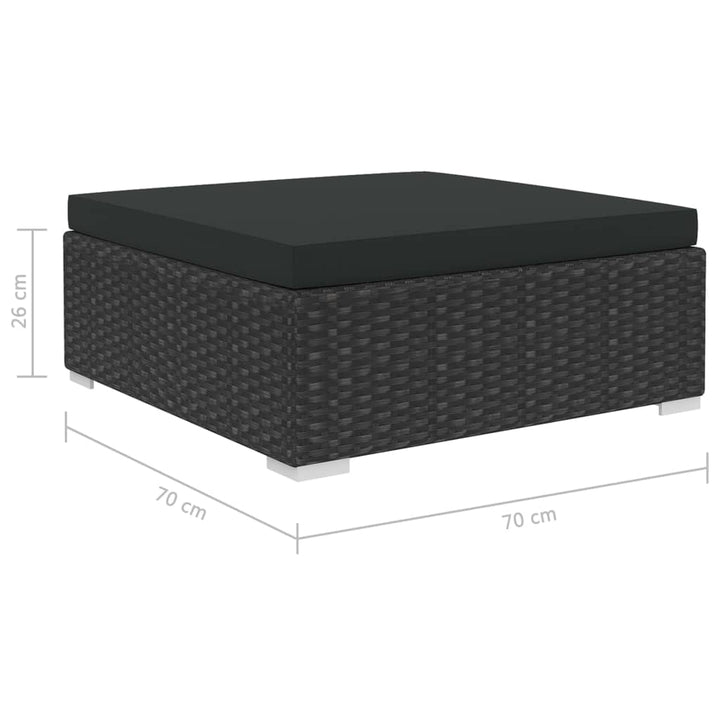 haveloungesæt 5 dele med hynder polyrattan sort