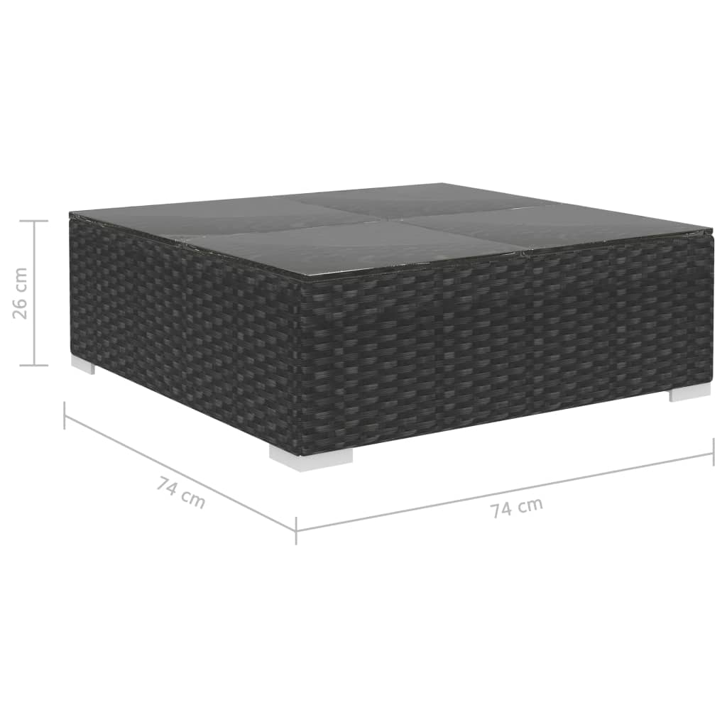 haveloungesæt 9 dele med hynder polyrattan sort