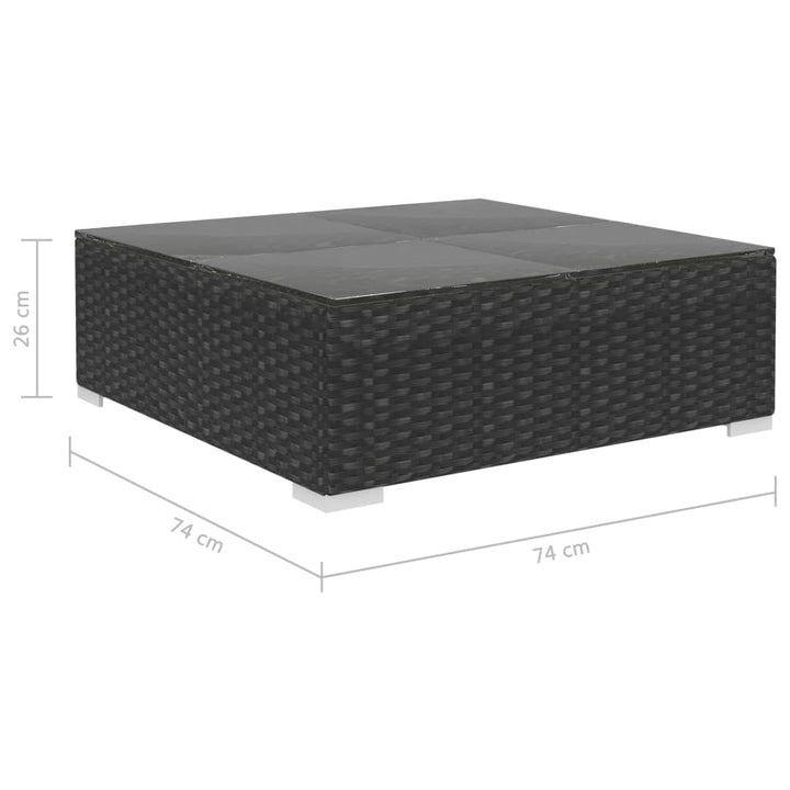 haveloungesæt 9 dele med hynder polyrattan sort