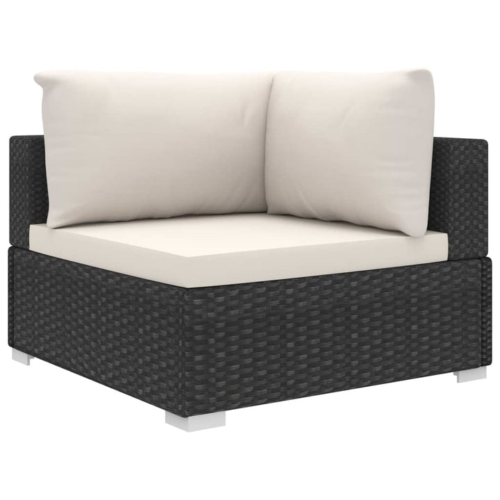 haveloungesæt 11 dele med hynder polyrattan sort