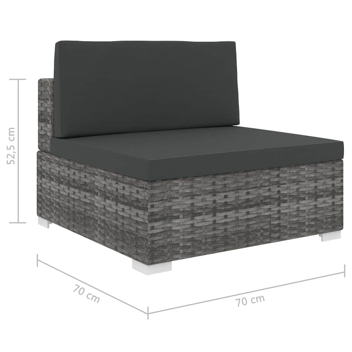 midtersæde til sofa 1 stk. med hynder polyrattan grå