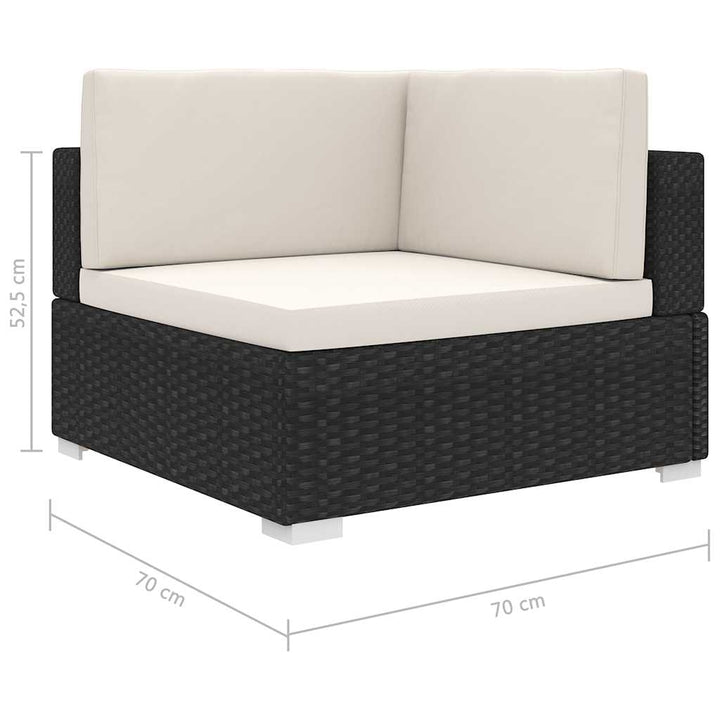 hjørnesæde til sofa 1 stk. med hynder polyrattan sort