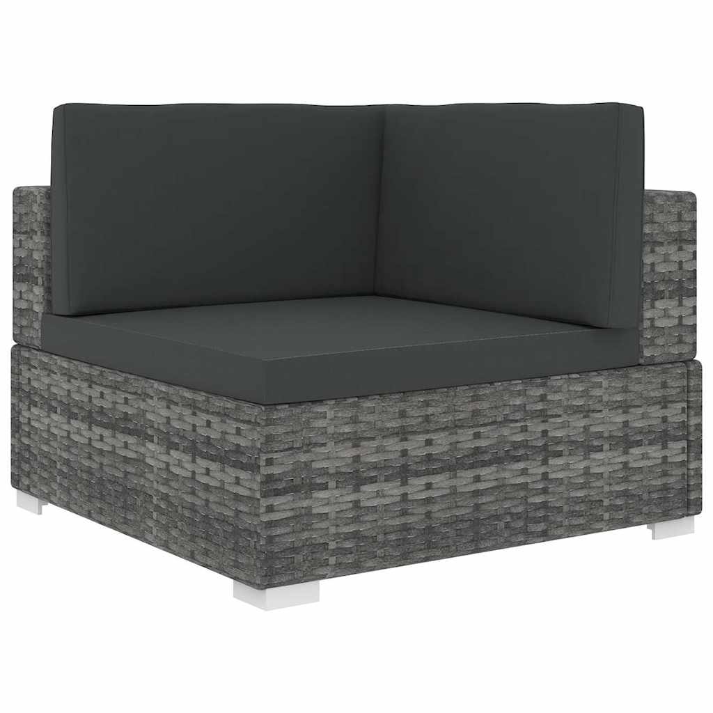 hjørnesæde til sofa 1 stk. med hynder polyrattan grå