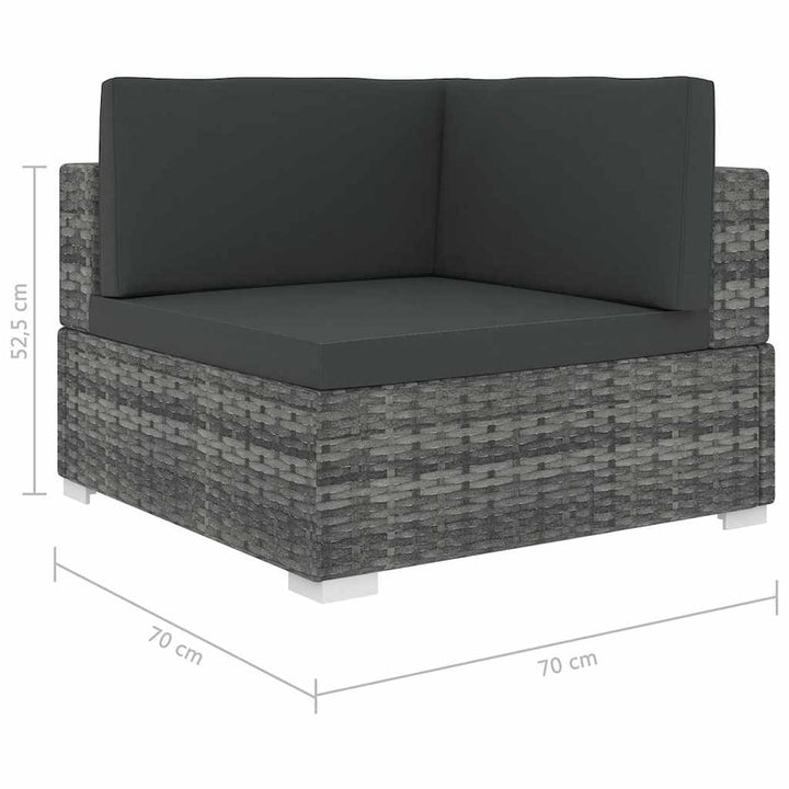 hjørnesæde til sofa 1 stk. med hynder polyrattan grå