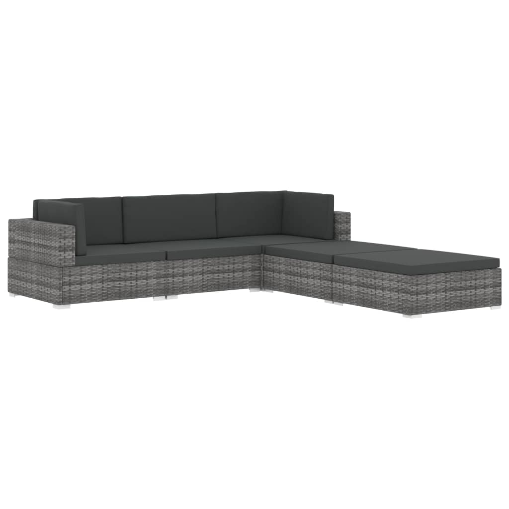 hjørnesæde til sofa 1 stk. med hynder polyrattan grå