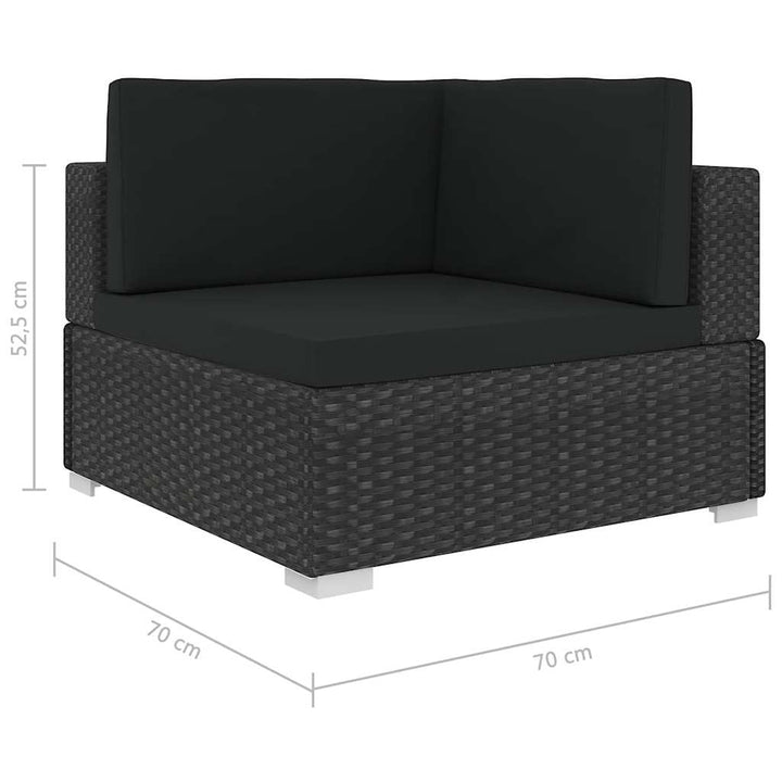 hjørnesæde til sofa 1 stk. med hynder polyrattan sort