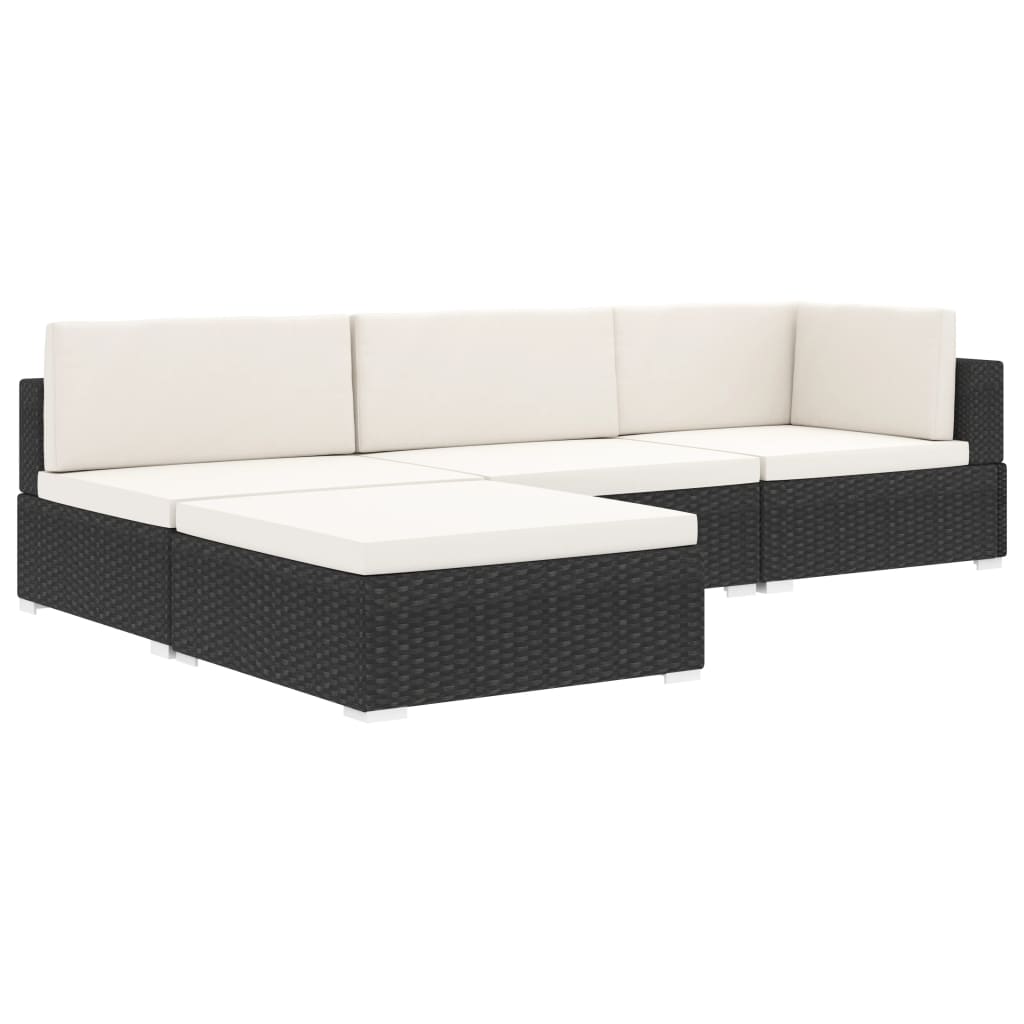 fodskammel til sofa1 stk. med hynde polyrattan sort