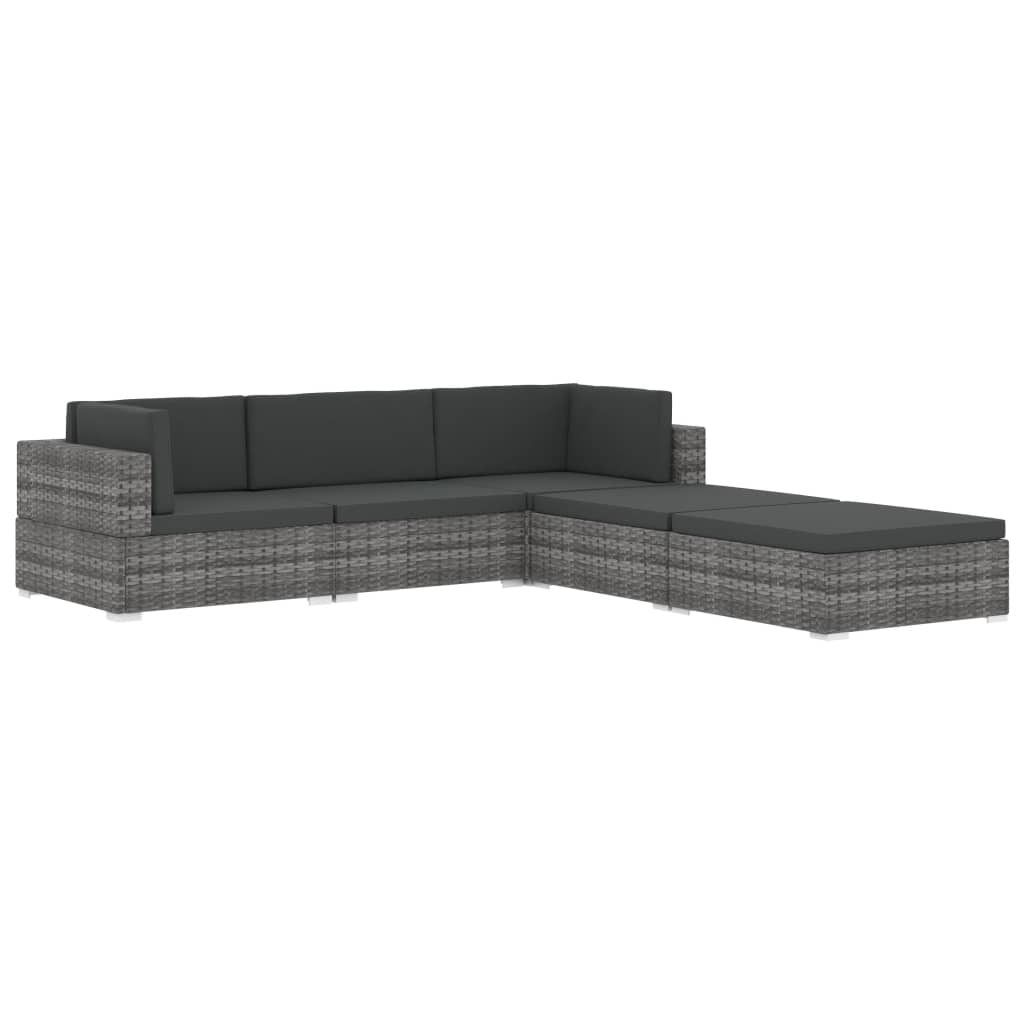 fodskammel til sofa1 stk. med hynde polyrattan sort