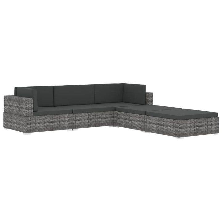 fodskammel til sofa1 stk. med hynde polyrattan sort