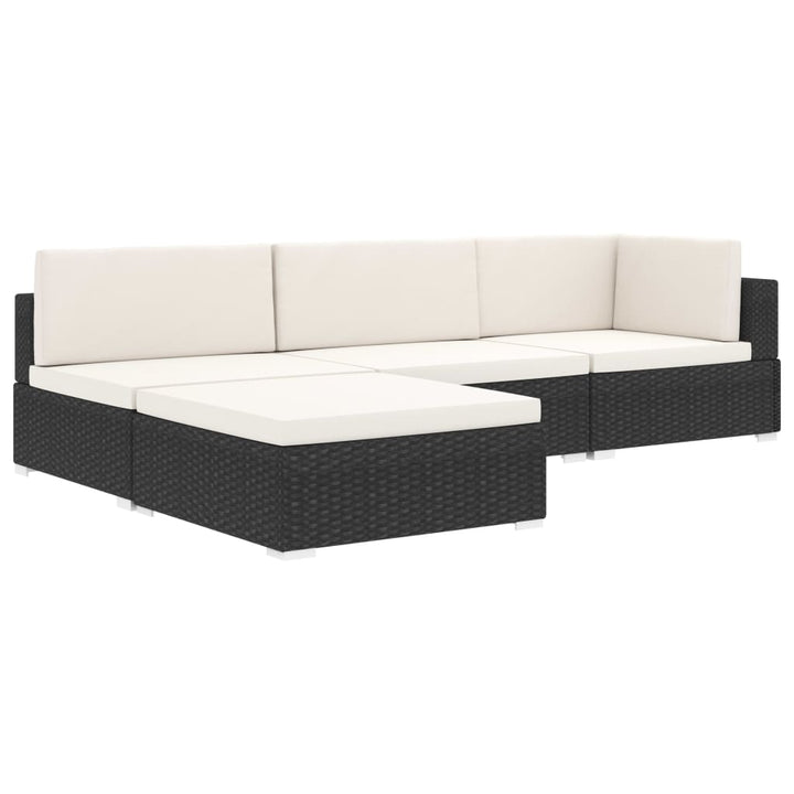 fodskammel med hynde polyrattan sort
