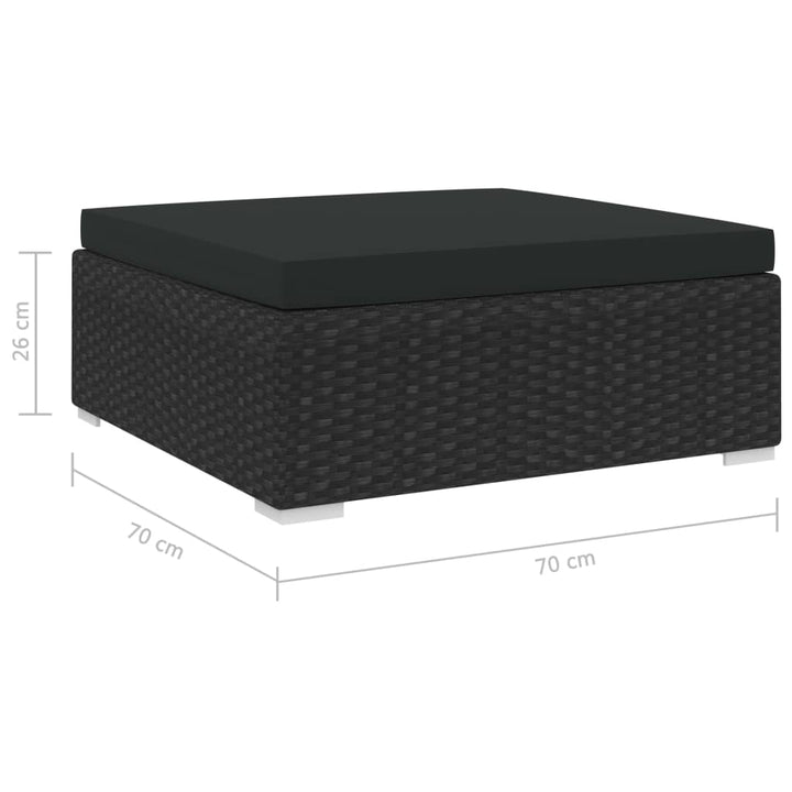 fodskammel med hynde polyrattan sort