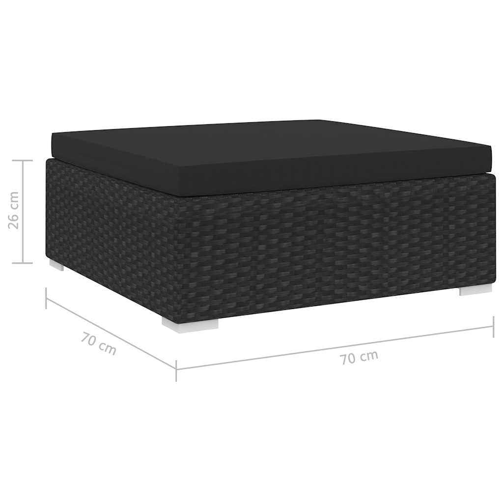 fodskammel med hynde polyrattan sort