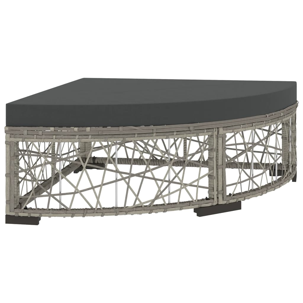 loungesæt til haven 6 dele med hynder polyrattan grå