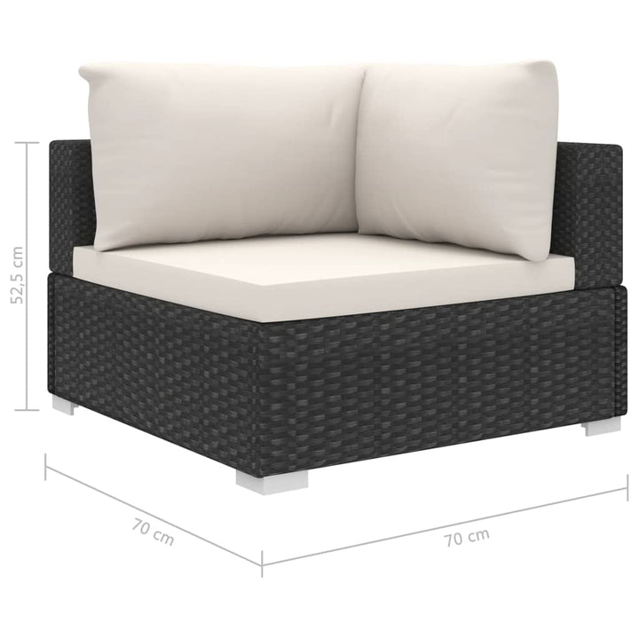 haveloungesæt 10 dele med hynder polyrattan sort