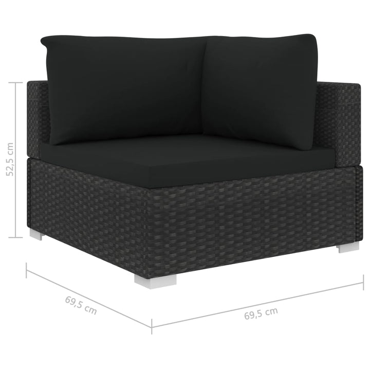 haveloungesæt 11 dele med hynder polyrattan sort