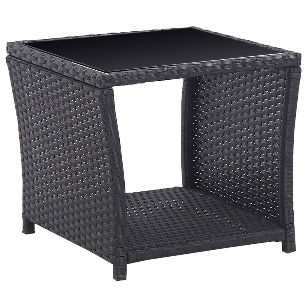 bistrosæt 3 dele med hynder polyrattan sort