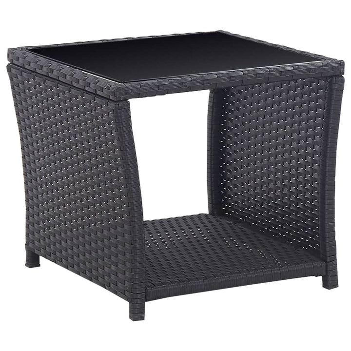 bistrosæt 3 dele med hynder polyrattan sort