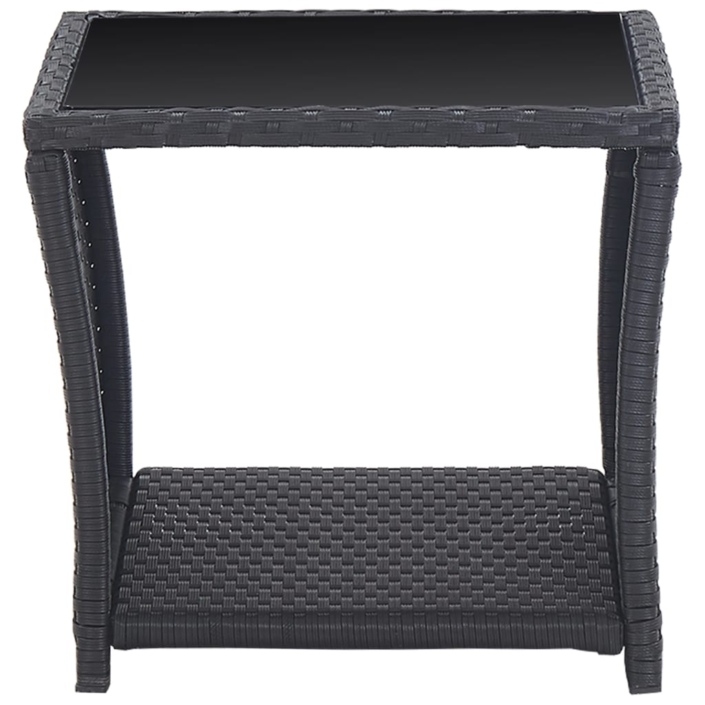 bistrosæt 3 dele med hynder polyrattan sort