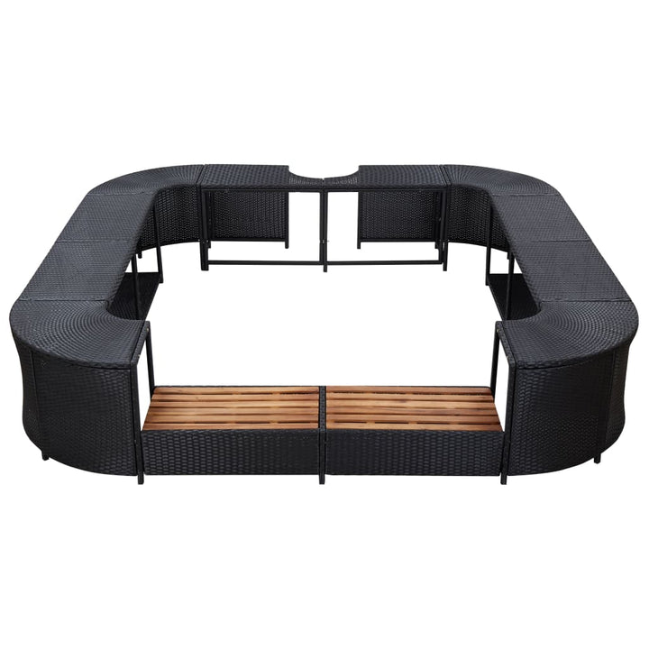 omkrans til spabad 268x268x55 cm polyrattan sort