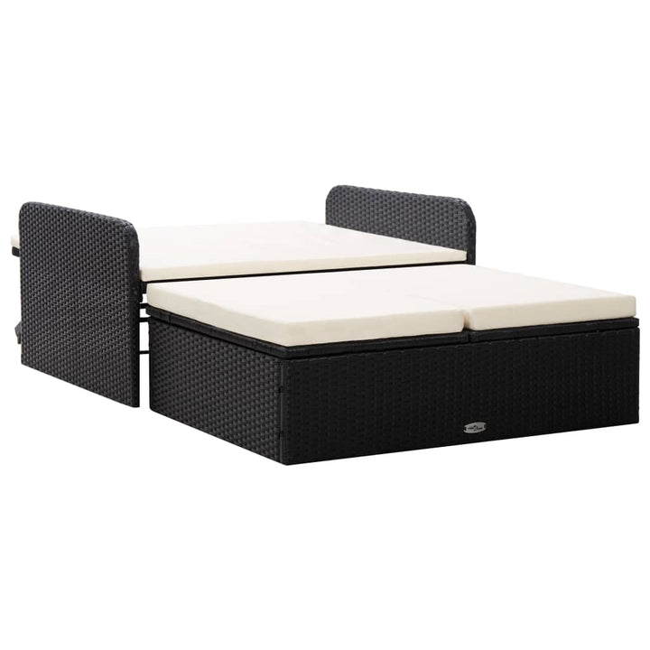 loungesæt til haven 2 dele med hynder polyrattan sort