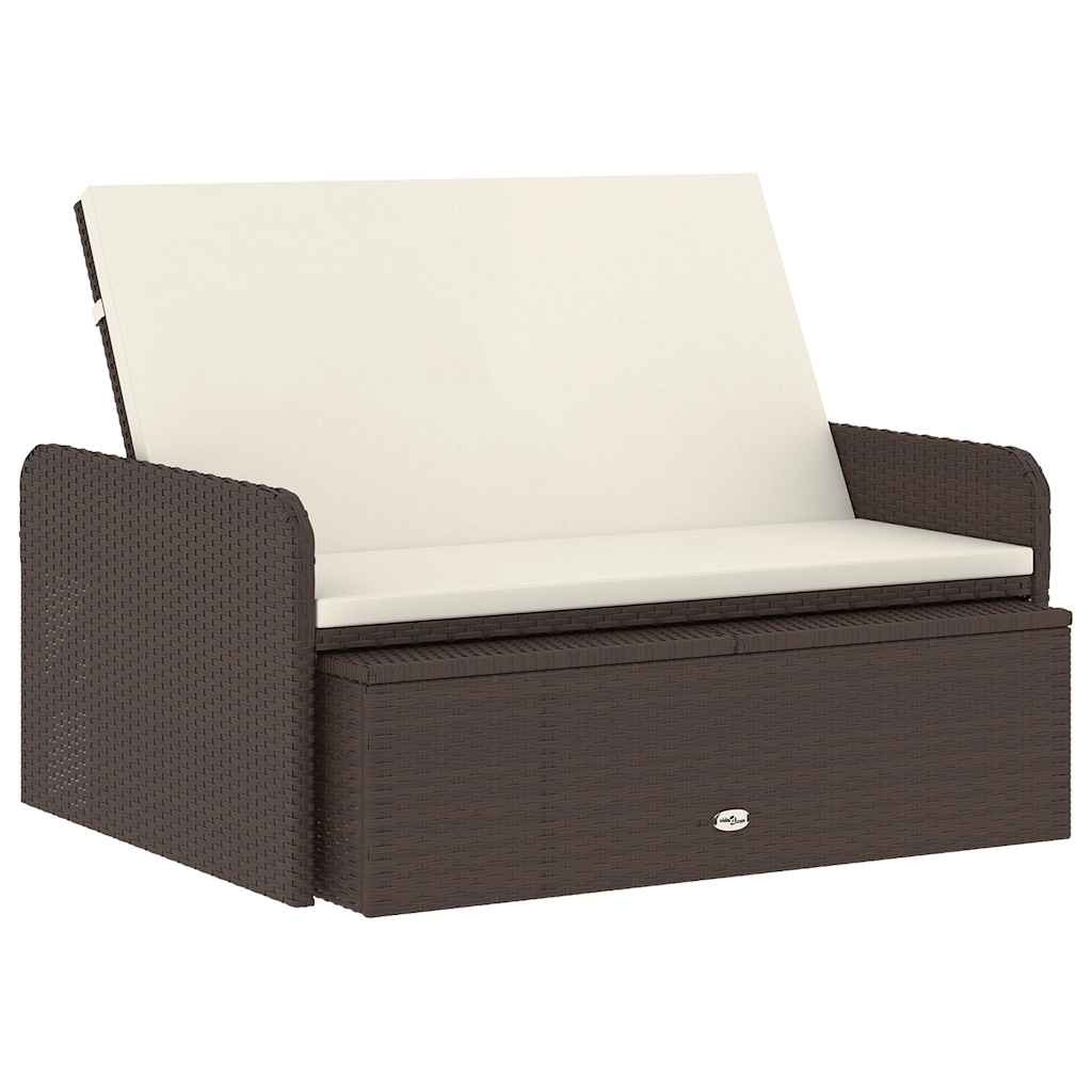 loungesæt til haven 2 dele med hynder polyrattan brun