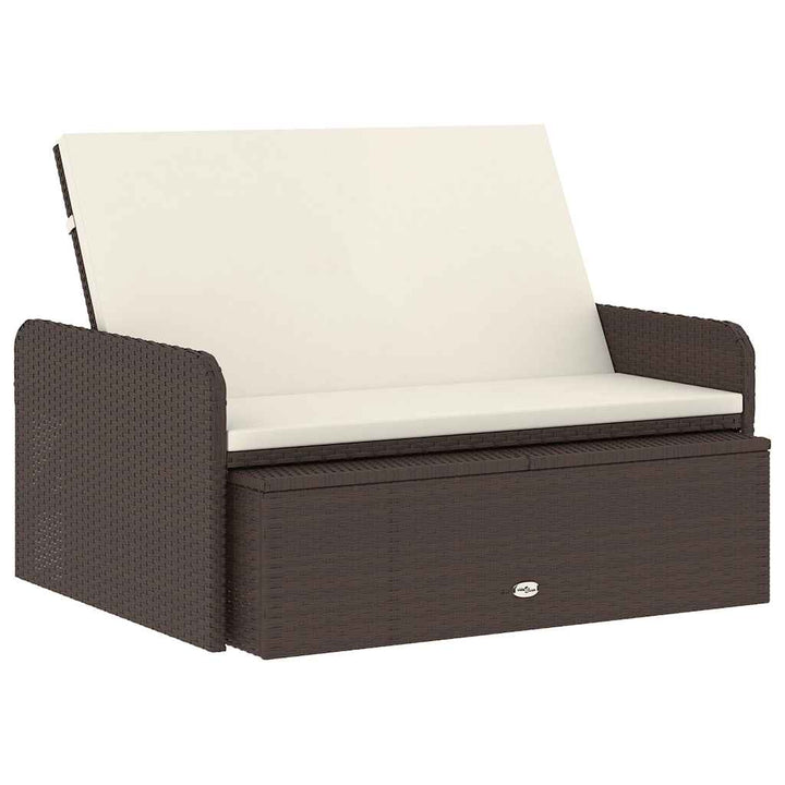 loungesæt til haven 2 dele med hynder polyrattan brun