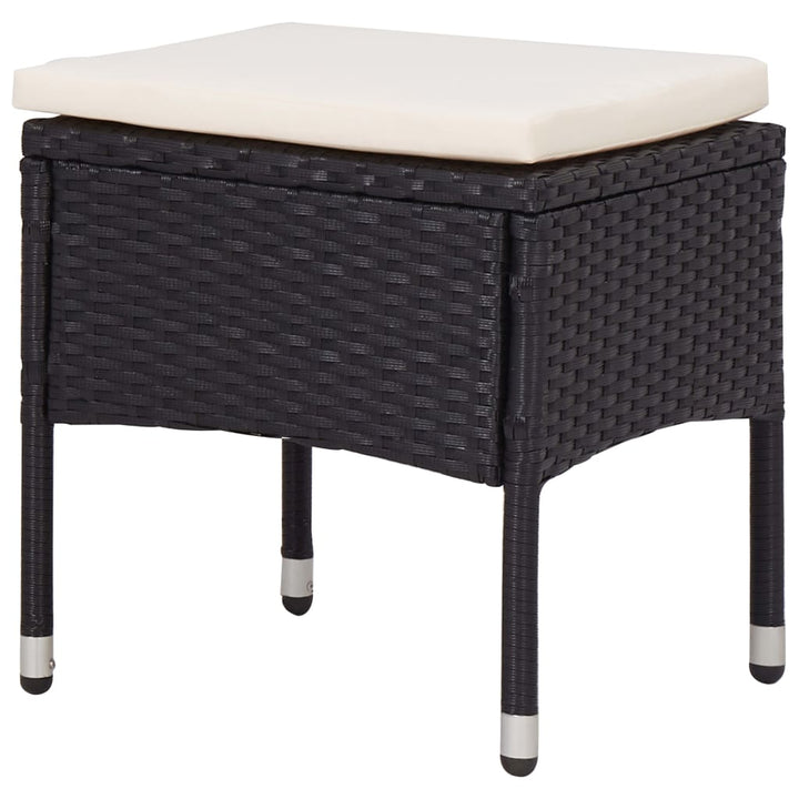 udendørs spisebordssæt 5 dele polyrattan og glas sort