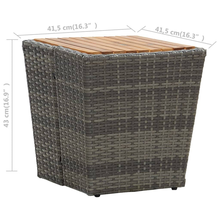 tebord 41,5x41,5x43 cm polyrattan og massivt akacietræ grå