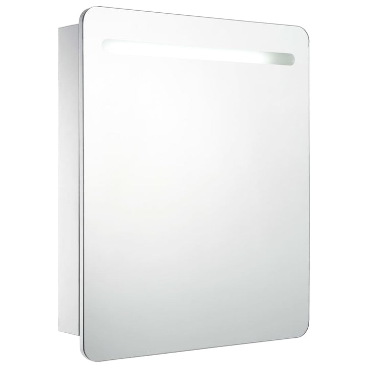 badeværelsesskab med spejl + LED-lys 68x9x80 cm