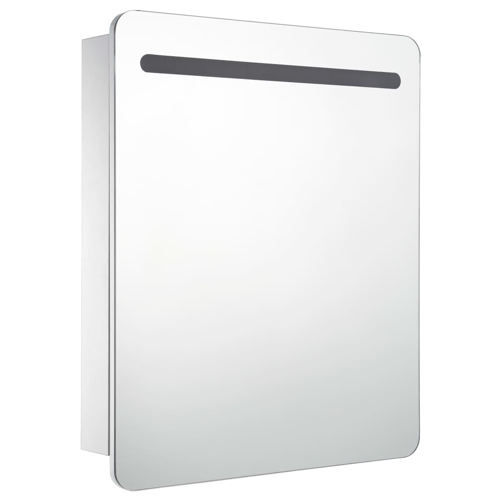 badeværelsesskab med spejl + LED-lys 68x9x80 cm