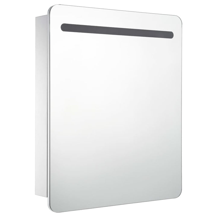 badeværelsesskab med spejl + LED-lys 68x9x80 cm