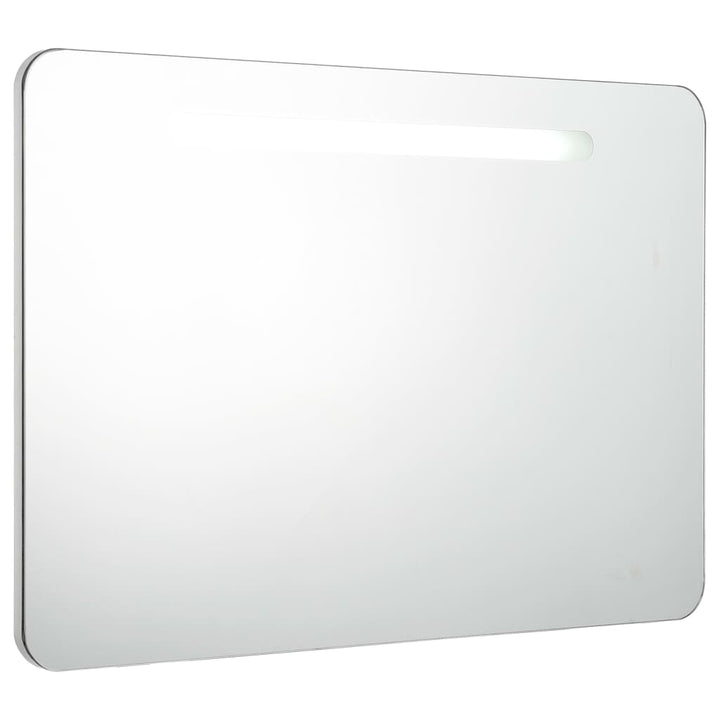 badeværelsesskab med spejl + LED-lys 80x9,5x55 cm