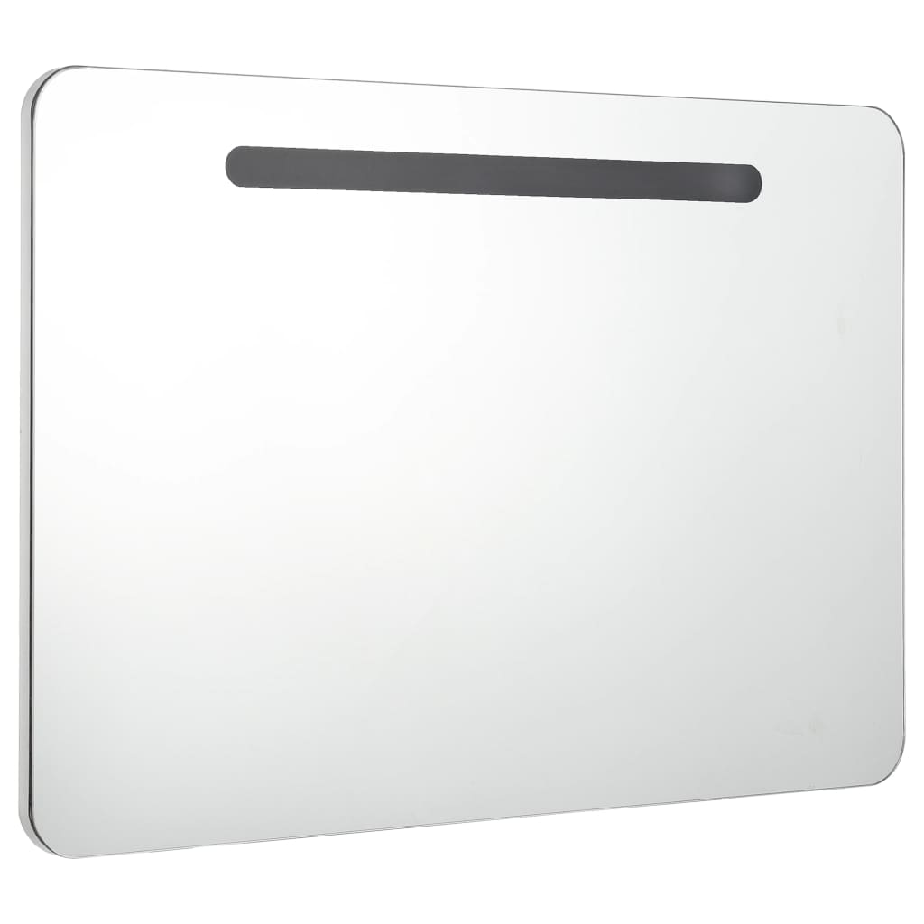 badeværelsesskab med spejl + LED-lys 80x9,5x55 cm
