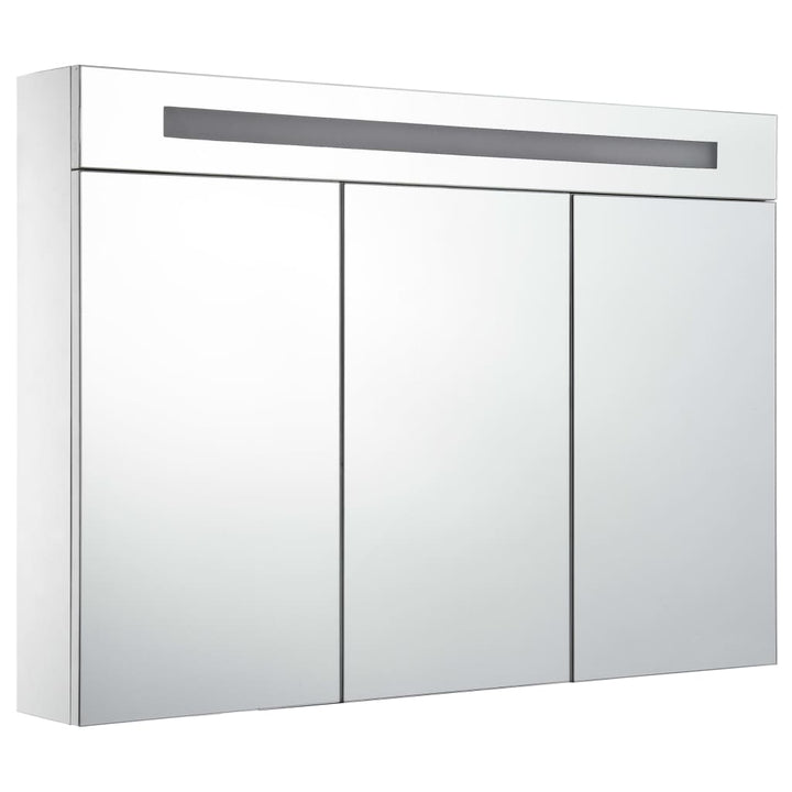 badeværelsesskab med spejl + LED-lys 88x13x62 cm